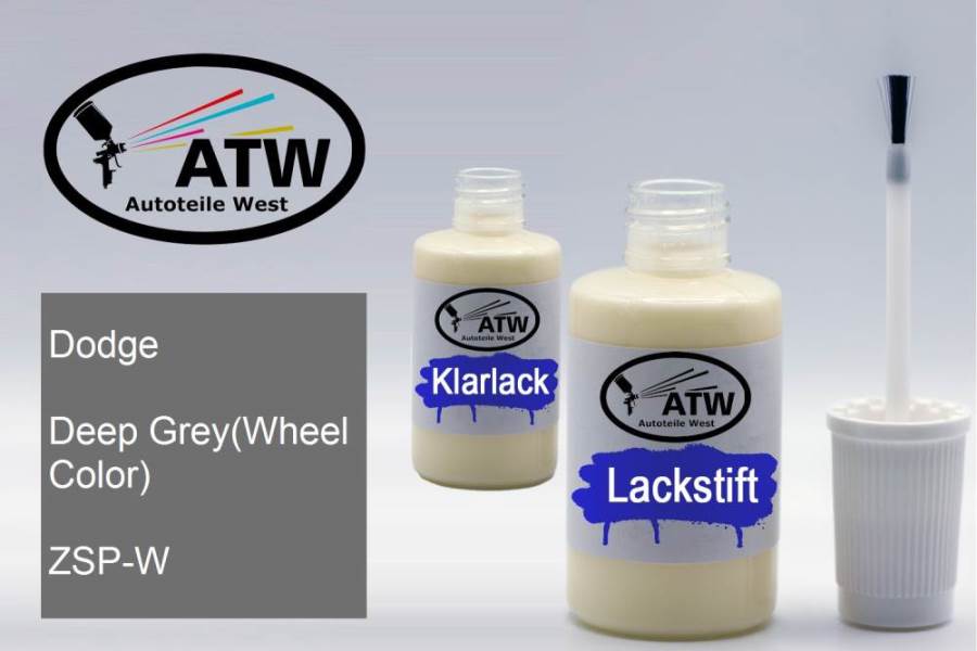 Dodge, Deep Grey(Wheel Color), ZSP-W: 20ml Lackstift + 20ml Klarlack - Set, von ATW Autoteile West.